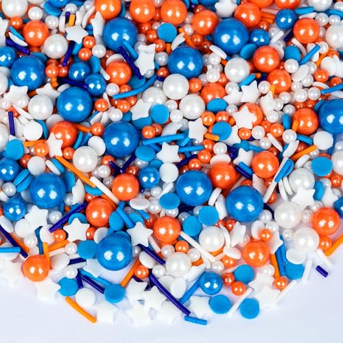 Edible Blue Orange Sprinkles for Cake Decorating (4.58 Ounce)