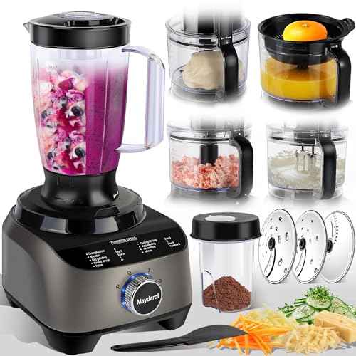 11-in-1 Food Processor and Blender Combo, 14 Cup Food Processor with Large Chute, 51 oz for Smoothies & Ice, for Chopping, Grinding, Slicing, Shredding, Purees & Dough, Dishwasher Safe