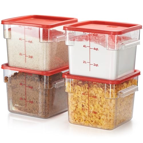 4 Pack Food Storage Container with Red Lid (4 Count)