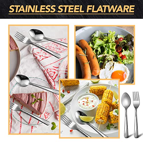 200 Pcs Dinner Forks and Spoons Silverware Set (100 Count)