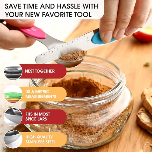 Stainless Steel Magnetic Measuring Spoons Set of 8