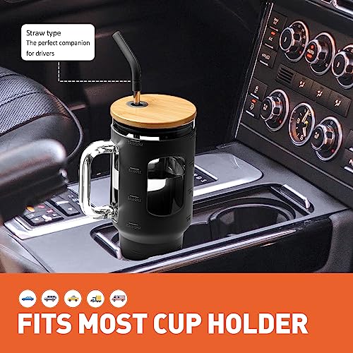 Glass Tumbler with Straw and Lid