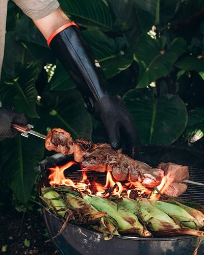 Freedom BBQ Gloves 932°F Heat Rated Magnetic EZ On Off Safety Clips Waterproof for Grills Smokers Fryers Ovens