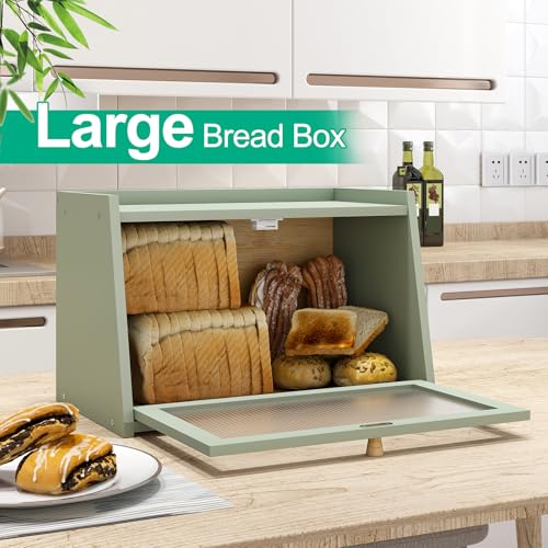 Green Bread Box for Kitchen Counter