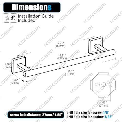 Towel Bar Bathroom Towel Holder for Bath Kitchen Cabinet Towel Rails 20 Inch Champagne Bronze Stainless Steel B4005CPG