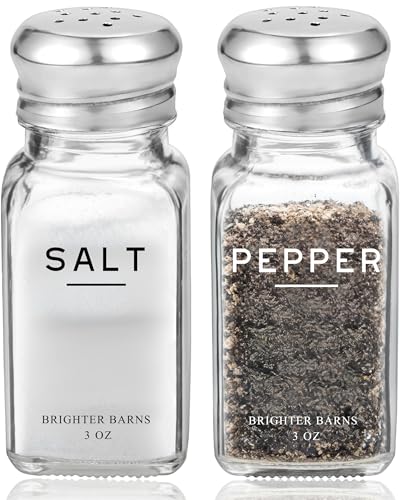 Glass Salt and Pepper Shakers Set by Brighter Barns (2 Count)
