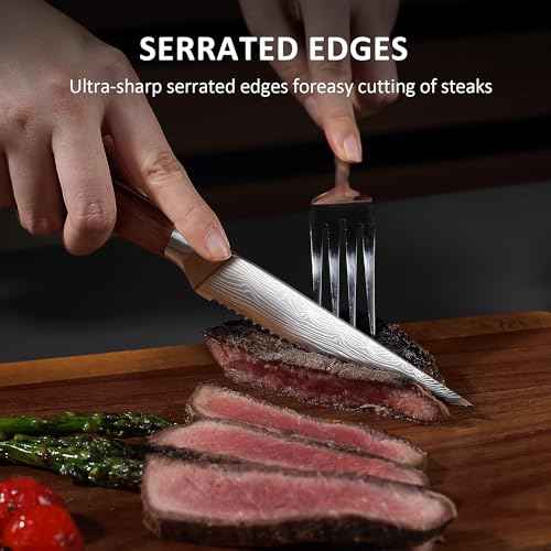 Steak Knives Set of 6 with Full Tang Rosewood Handle (6 Count)