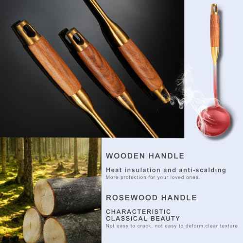 Gold Kitchen Utensils Set Stainless Steel 9 PCS with Wooden Handle (9 Count)