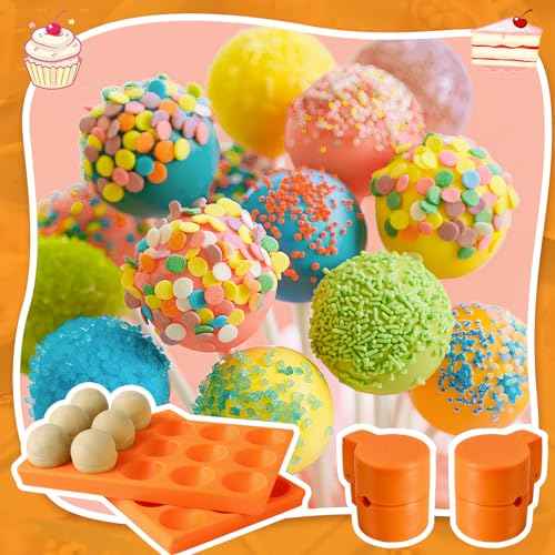 2 Pack Round Sphere Cake Pop Mold Press with Tray Set (4 Count)