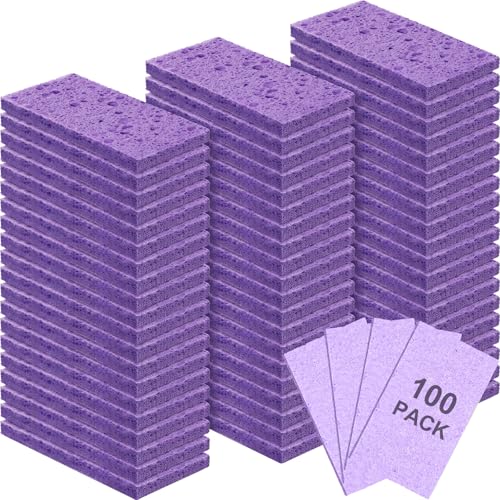 100 Pieces Compressed Wood Pulp Dish Sponges for Kitchen (100 Count)