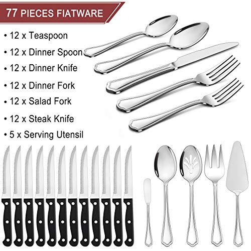 77 Piece Silverware Flatware Set for 12 (12 Count)