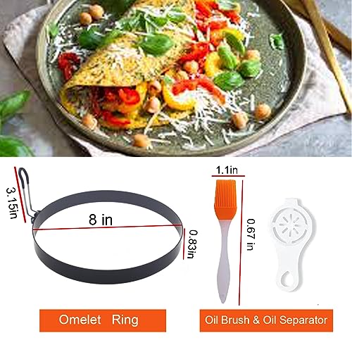 Large 2 Pack 8" Omelette Ring for Griddle