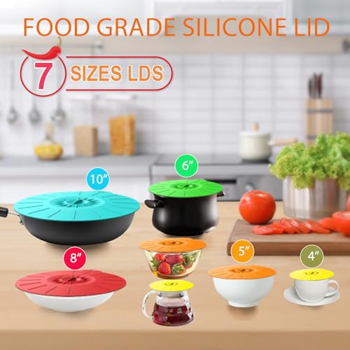 7 Pack Silicone Lids Microwave Splatter Cover (7 Count)