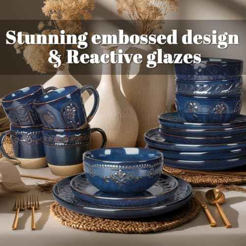 16 Piece Handcrafted Ceramic Dinnerware Set with Mugs