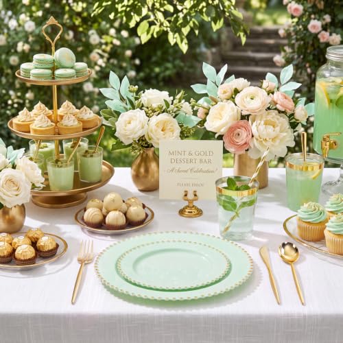 180Pcs Sage Green Plastic Plates for Wedding Party Supplies
