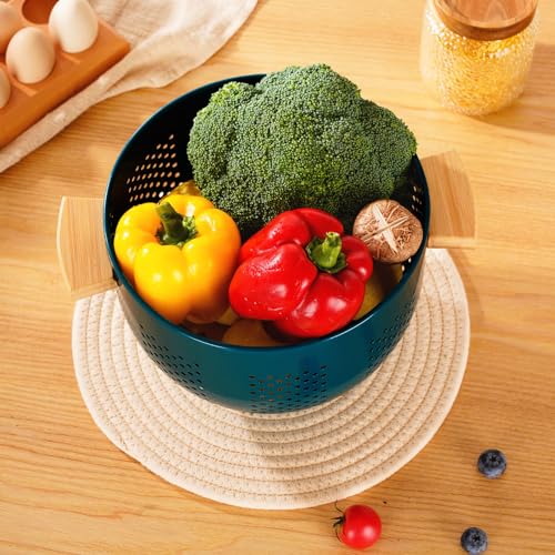 Metal Colander with Wood Handle