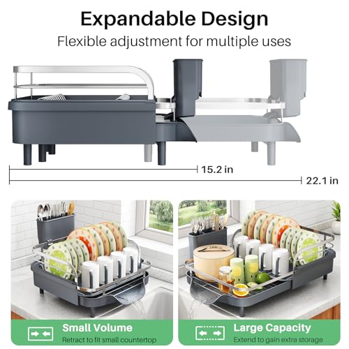 Expandable Dish Drying Rack for Small Kitchen Counter