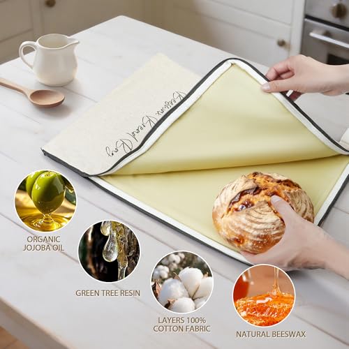 2 Packs Wide Zipper Access Beeswax Bread Bags for Homemade Bread (2 Count)