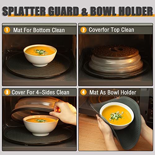 4 in 1 WENWELL Vented Collapsible Microwave Splatter Cover & Mat (2 Count)