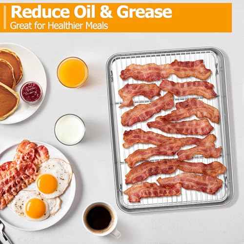 16x12 Inch Stainless Steel Baking Sheet with Wire Cooling Rack Set (4 Count)