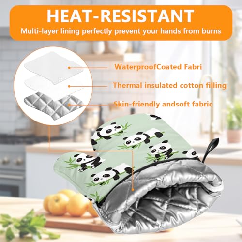 Cute Panda Oven Mitts and Pot Holders Sets 4Pcs