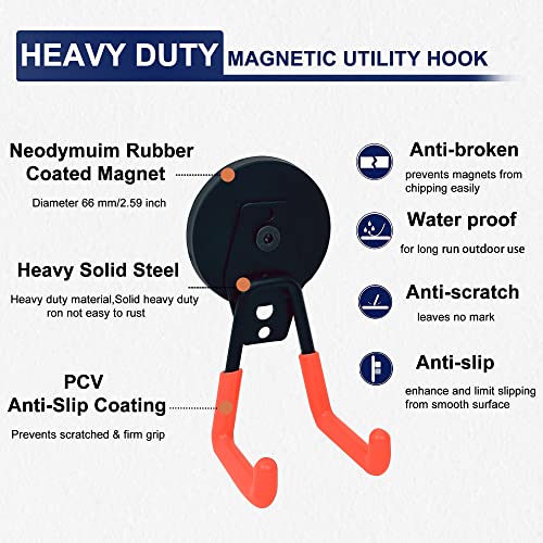 4 Pack Heavy Duty Magnetic Hooks 2.6'' Base Garage Storage Utility