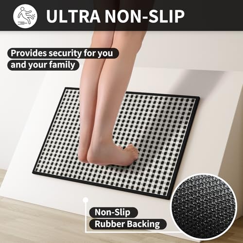 Long Kitchen Runner Rugs Kitchen Mat Non Slip Washable Black 24"x71" (11 Sq Ft)