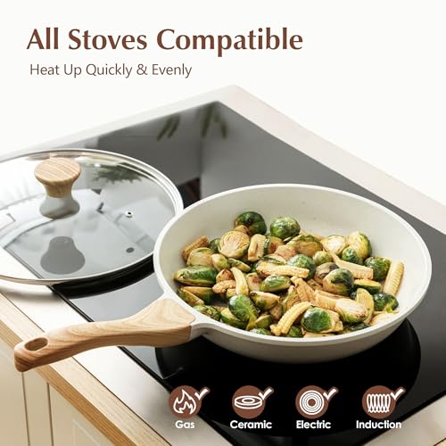 12.5Inch Nonstick Ceramic Frying Pan with Lid
