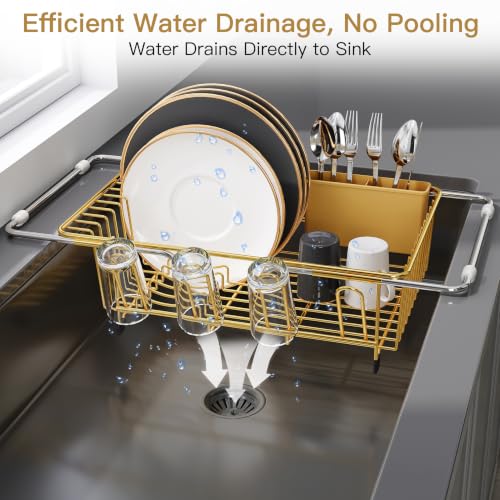 Gold Dish Drying Rack in Sink