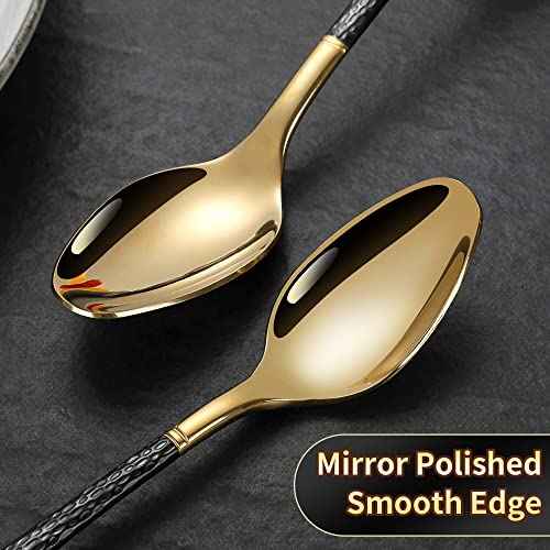 Hammered Black Gold Silverware Set (30 Count)