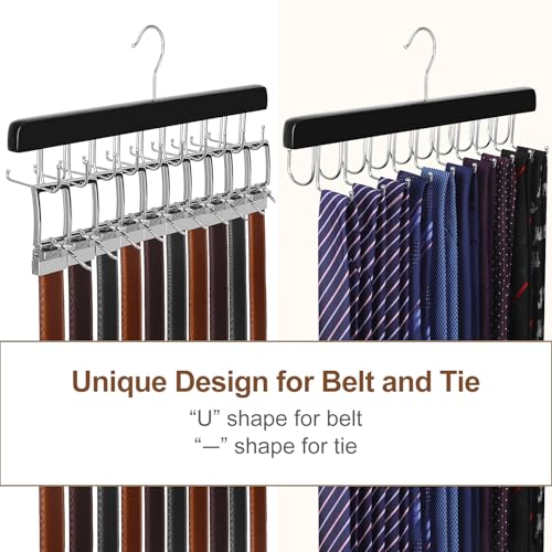 40 Hooks 2 in 1 Belt Tie Hanger Max 60 Belts 60 Ties Capacity (2 Count)