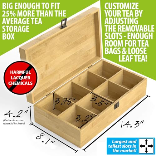 Bamboo Tea Organizer Box Chemical Free Eco