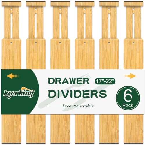Kitchen Drawer Dividers 6 Pack Bamboo Drawer Organizers (6 Count)