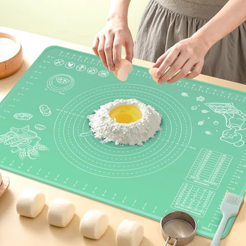 Silicone Pastry Mat 32" x 24" Extra Thick Non Stick Baking Mat with Measurements and Edge Heightening