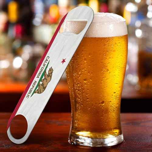 State of California Flag Stainless Steel Bottle Opener Bear National Star Insignia Landmark Flat Beer Bottle Opener Keychain for Home Kitchen Bar Restaurant Party Birthday Gift