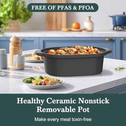 6 Quart Programmable Slow Cooker Removable Healthy Nonstick Pot