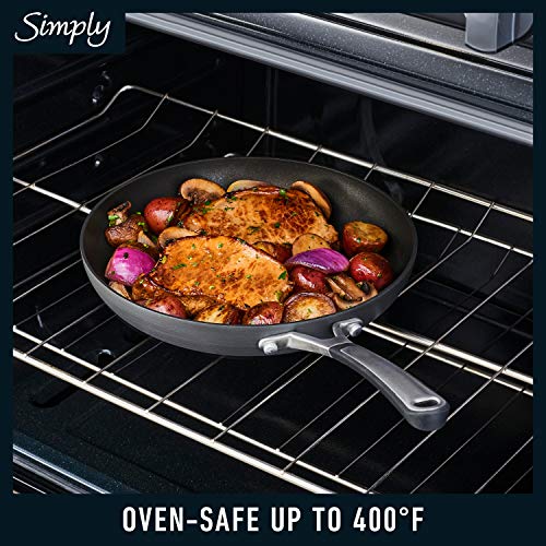 10-Piece Non-Stick Kitchen Cookware Set Black Pots & Pans with Stay-Cool Stainless Steel Handles Hard-Anodized Aluminum for Even Heating