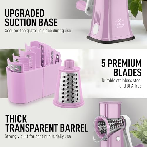 Rotary Cheese Grater 5 Blade Cheese Shredder