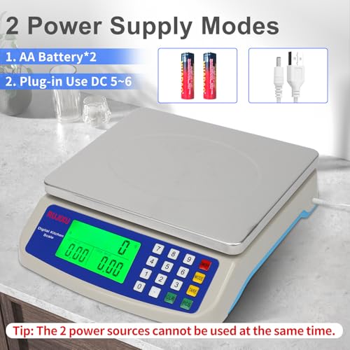 Large Digital Kitchen Scale 30KG Commercial Food Scale 66LB for Baking Bread Meat Stainless Steel Price Computing Scale LCD Display