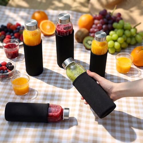 12 Pack Glass Water Bottles with Sleeves (12 Count)
