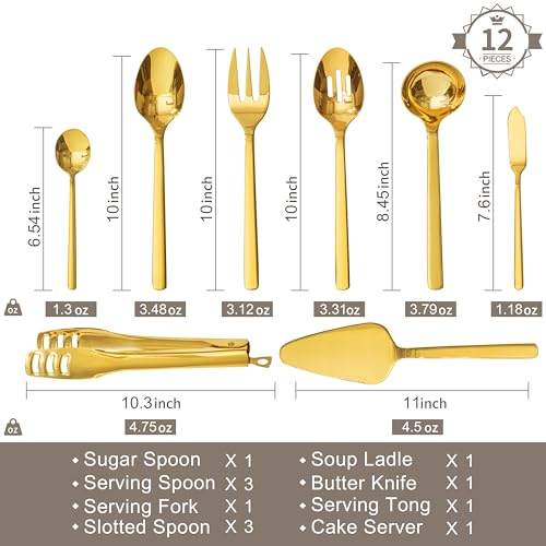 16 piece Large Hostess Serving Utensils Set (12 Count)