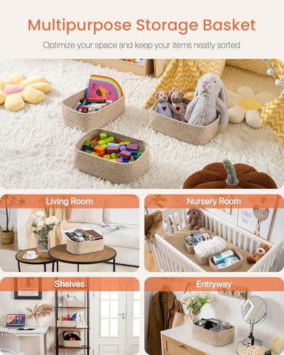 Small Woven Storage Basket for Organizing (3 Count)