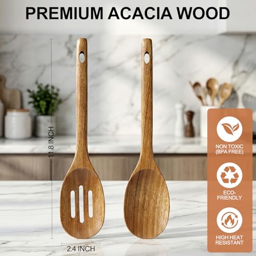 Large Wooden Spoons for Cooking Utensil Set Slotted Spoon Kitchen Spatula