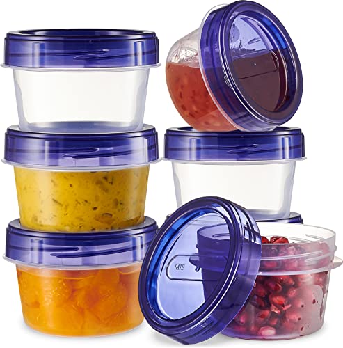 6 Pack Twist Cap Food Storage Containers with Blue Screw on Lid