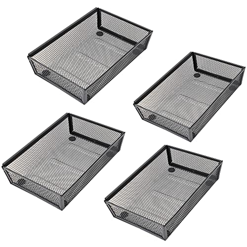 Mesh Tray Kitchen Drawer Utensil Cutlery Tray Office Supplies with Inter (4 Count)