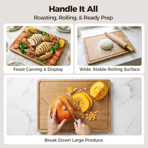 Large Acacia Wood Cutting Board for Kitchen