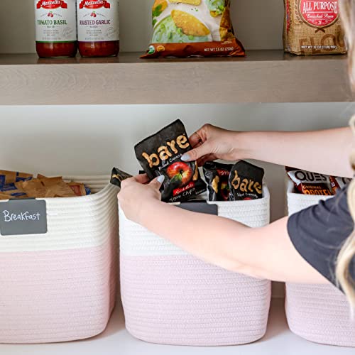 13 Inch Cube Storage Bins Cotton Rope Woven Baskets for Organizing 3 (3 Count)