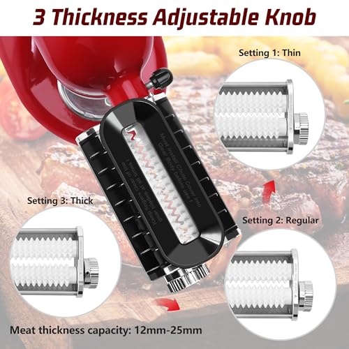 Adjustable Thickness Meat Tenderizer Attachment for Kitchenaid Stand Mixers