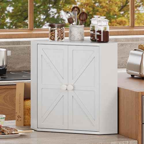 Corner Bread Box for Kitchen Counter Double Layer Bamboo Bread Storage Container Large Capacity Bread Storage Bin Farmhouse Breadbox Organizer
