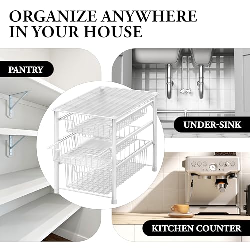Stackable 3 Tier Sliding Basket Organizer Drawer